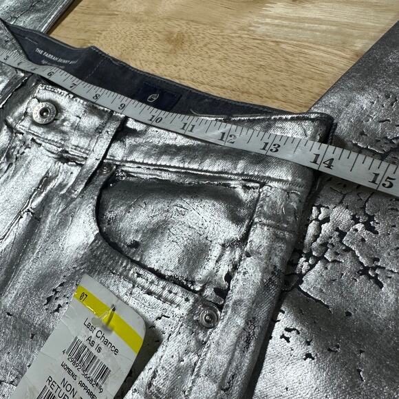 AG Adriano Goldschmied NWT The Farrah Skinny Ankle Coated Silver Denim Size 26R - Picture 8 of 10